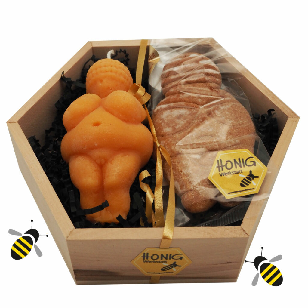 Geschenkbox Wachau Venus Honiglebkuchen Bienenwachskerze
