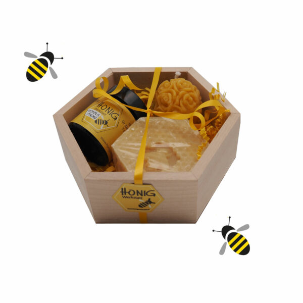 Geschenkbox Creme mit Propolis & Honig, Honigseife, Bienenwachskerze